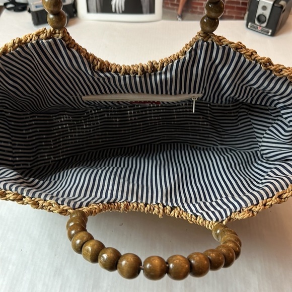 San Diego hat company sea grass tote with beaded handles - Picture 3 of 11